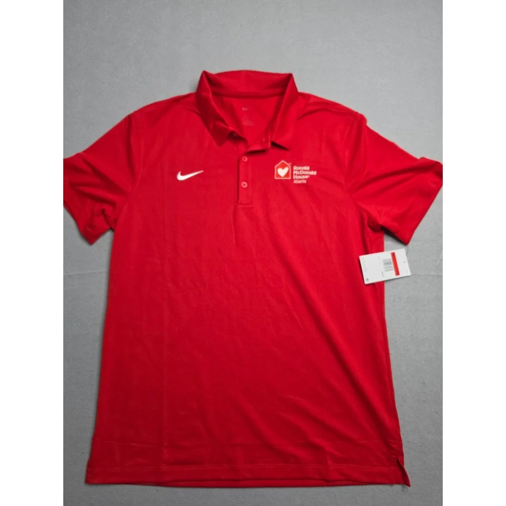 Nike Dri-Fit Polo Shirt Men L Red Ronald McDonald House Atlanta Short Sleeve NWT